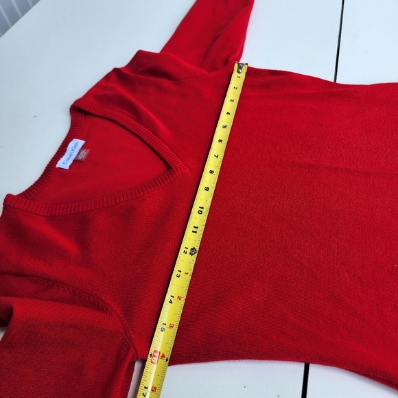 Calvin Klein Dress Womens Small Red Knit Sheath Knee Length Classic Cocktail S - Picture 9 of 14
